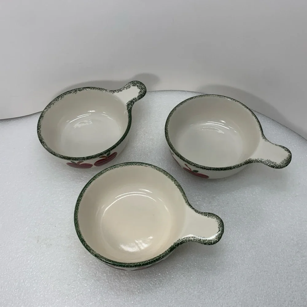 Vintage Alco Industries Apple Baking Dish Soup Bowl with Handle & Lids,‎ 3pcs